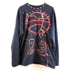 Air Jordan Men’s Medium Black Long Sleeve Athletic Shirt 100% Cotton Vintage XL